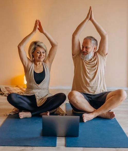 Old couple exercising