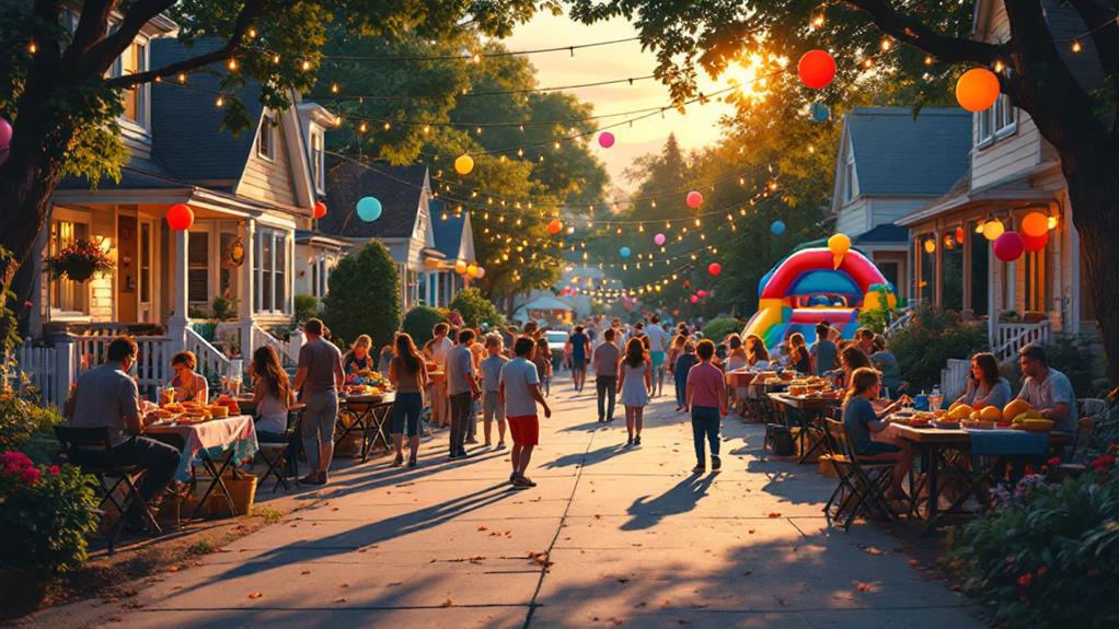 neighborhood celebration with food and music