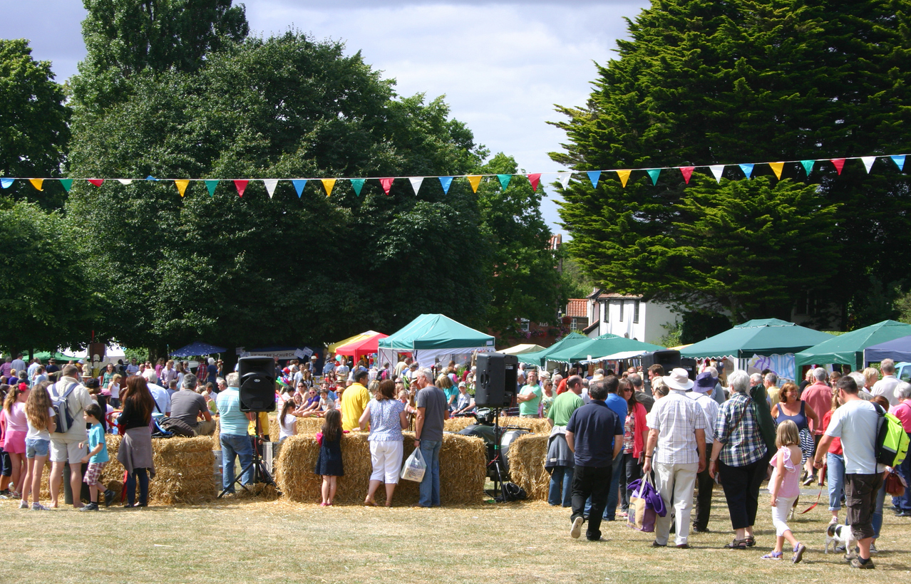 a pop-up event using bales of hay
