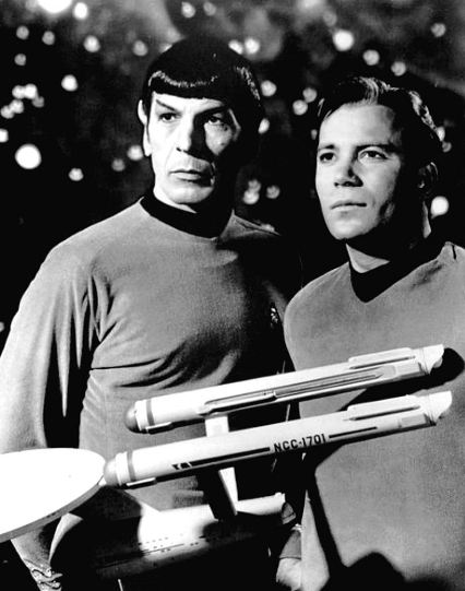 Commander Spock and Captain Kirk on set, Star Trek Series