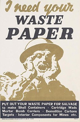 A World War 2 Advertisement urging the public to provide paper for making the war equipment