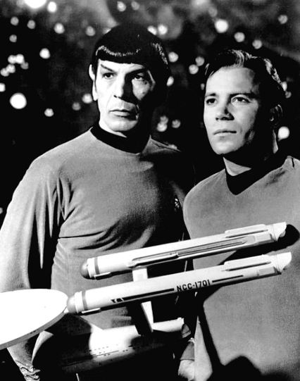 Commander Spock and Captain Kirk on set, Star Trek Series