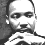 black and white picture, close-up of Martin Luther King
