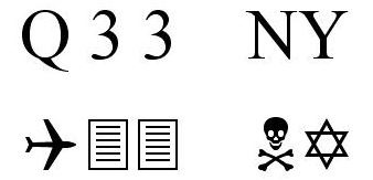 The 'Q33 NY' symbols typed out in Wingdings