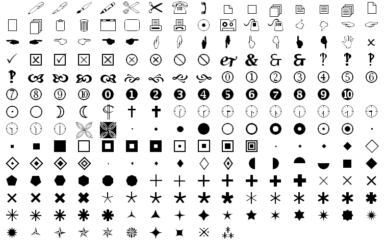 The Wingdings 2 characters