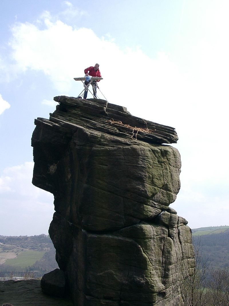 Extreme Ironing on Rivelin Needle. Rivelin Rocks, United Kingdom